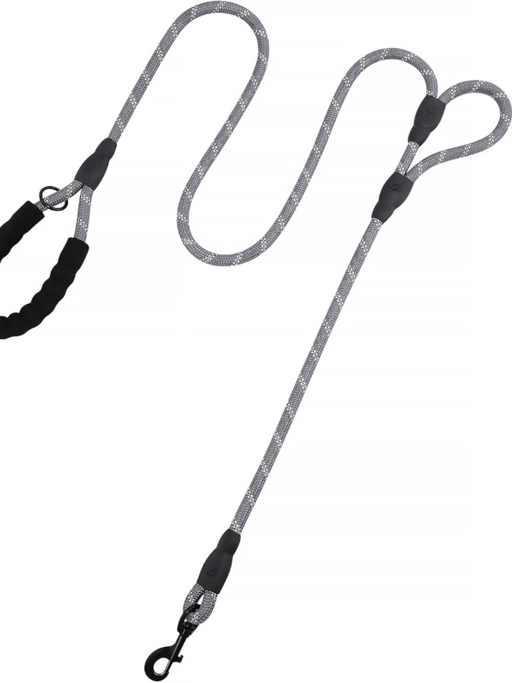 Plutus Pet Grey Dog Leash with Two Handles Brand New in Box - Reflective